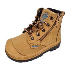 Palladium Pampa Hi Lea Gusset Toddler Boots Amber Gold Leather
